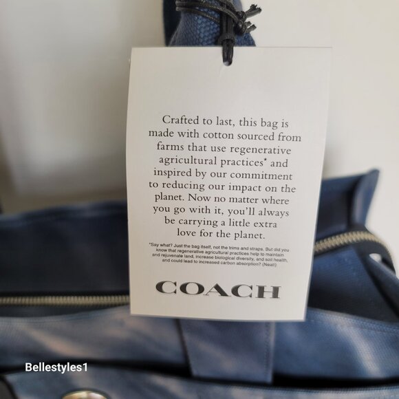 COACH Tie Dye Cargo 42 Canvas Large Tote -Midnight Navy color - Picture 15 of 16